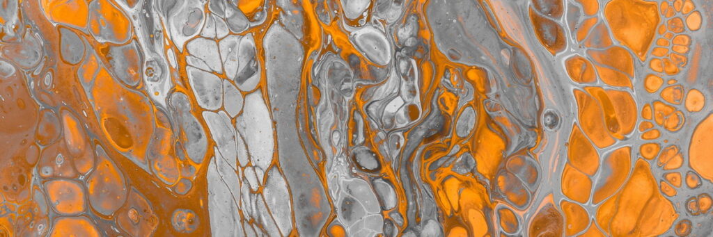 abstract greys, brow, orange, and white soap bubbles